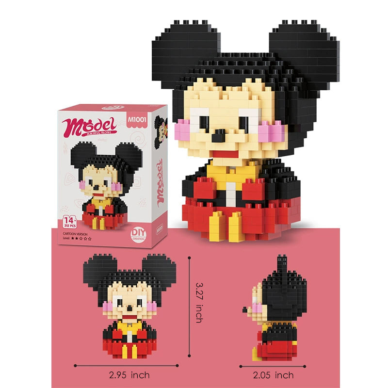 Red & Black Mouse Mini Building Blocks Figure – 312 Pieces, LEGO® Compatible